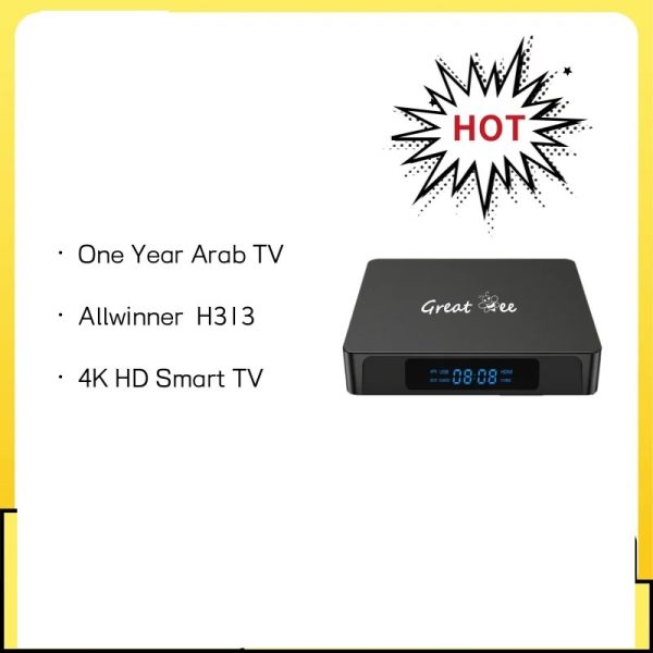 Great Bee Arabic TV Box Allwinner H313 4K Smart TV Set Top Box Media Player, Greatbee Android 10 Arab Live TV Satellite Receiver